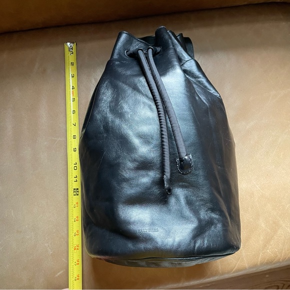 Pars Unum black leather Carbon bucket tote sling bag backpack luxe made in Italy - Picture 14 of 16